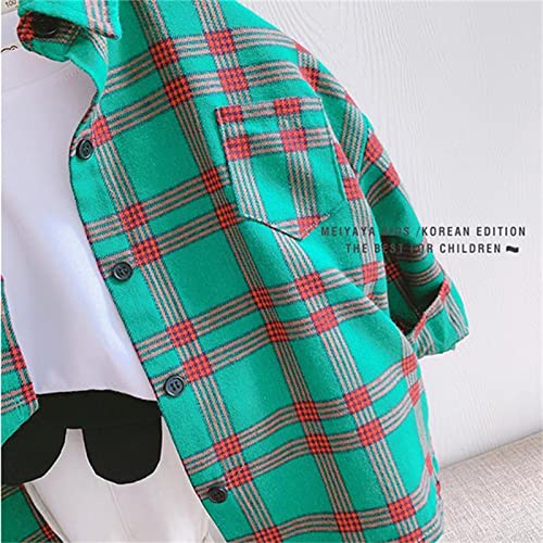 Kids Boys Cotton Button Down Shirts Toddler Long Sleeve Lapel Collar Buffalo Plaid Soft Casual Shirts with Pockets3