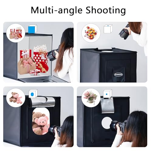 SYSCLOUD Photo Studio Light Box, 20"x20" Professional Photography Photo Light Box with 160 LEDs Lights & 6 Kinds Double-Sided Color Backgrounds for Product Picture Photography