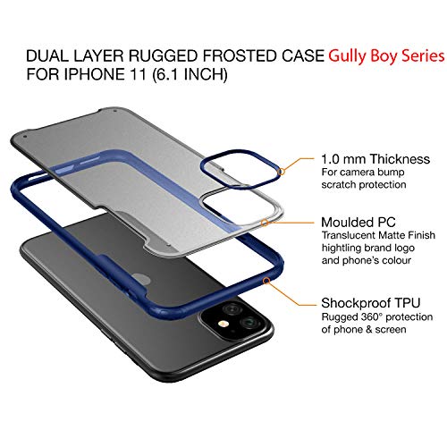 Image of mobistyle Thermoplastic Polyurethane For Iphone 11 Back Cover, 6.1-Inch Hybrid Designed Matte Translucent, Slim Phone Cover Case (Blue)