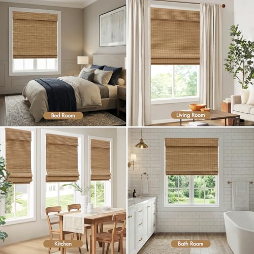 Madison Park Eastfield 100% Bamboo Cordless Roman Shades-Woven Wooden Privacy Panel, Light Filtering Easy Installation Window Blind Treatment, Bedroom, Living Room Decor, 31" W x 64" L, Neutral by Madison Park - Image 7