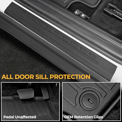 Image of Floor Mats for Chevy Tahoe /GMC Yukon 2015-2020, All Weather Floor Mats Trunk Cargo Liner with Backrest Protectors and Door Sill Guards Accessories, Full Coverage Set (Fit 7 Seats)
