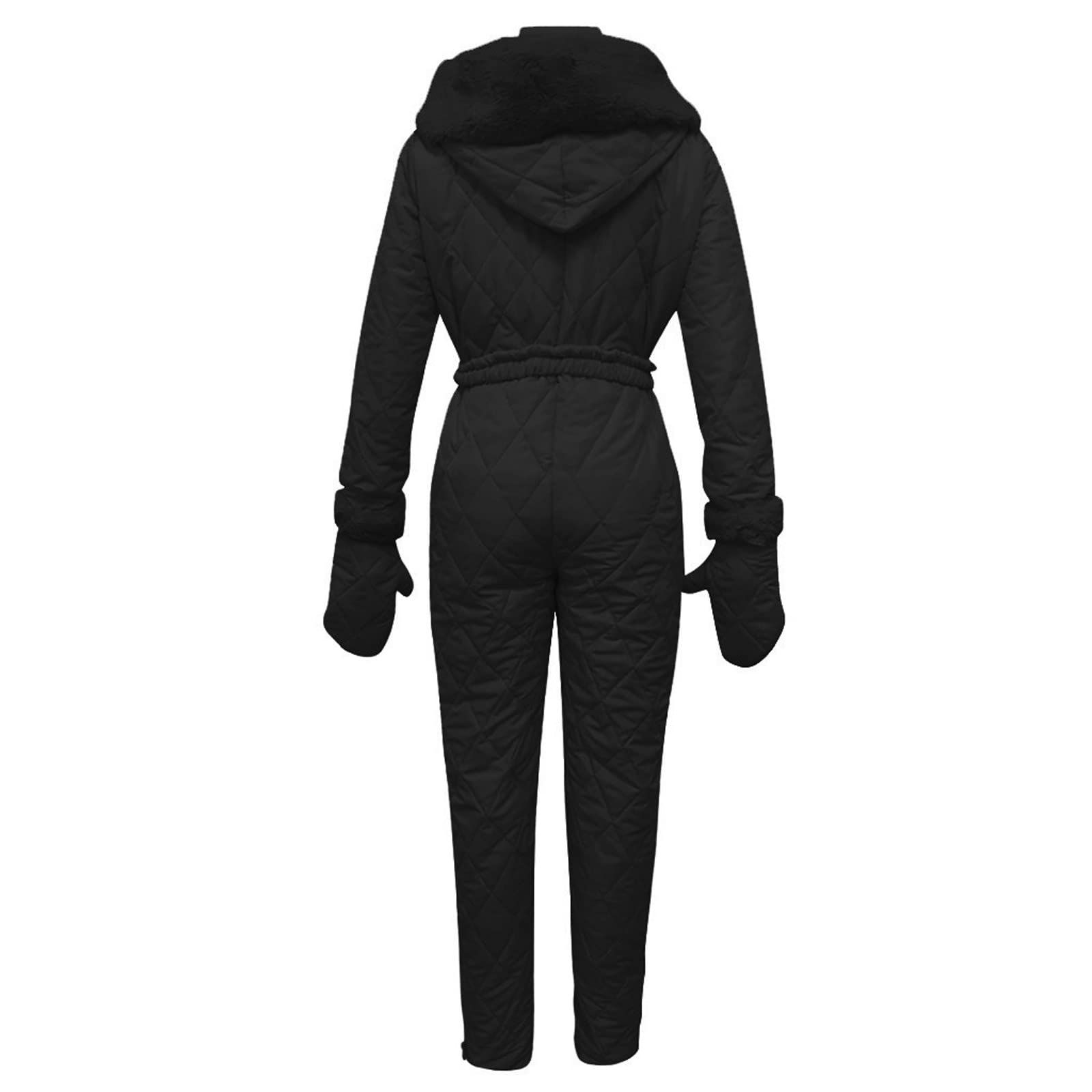 Schneeanzug Damen Winter Warme Skianzug Frauen 2 Teilig Einteiliger Ski Overall Outdoor Skibekleidung Sport Mit Fellkapuze Jumpsuit Reißverschluss Schneeoverall Set Wasserdicht Snowboarden