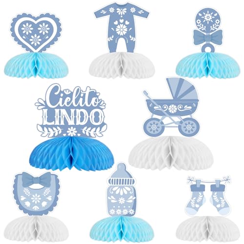 Décoration de table nid d'abeille Cielito Lindo pour un buffet de baby shower réussi