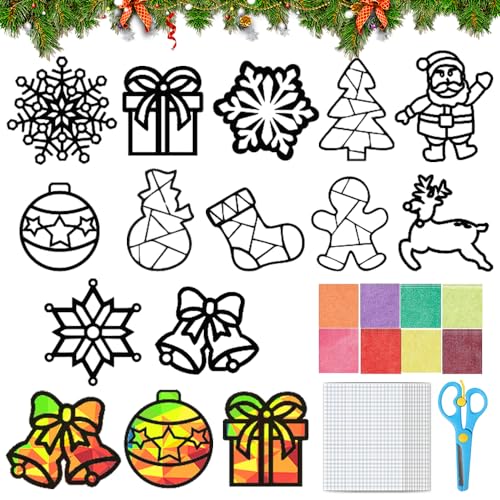 TUIBEIDAMAI Weihnachten Basteln Kinder, 12 Stück Fensterbilder,...