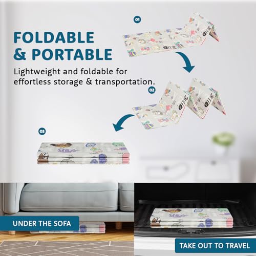 Image of Amazon Brand - Supples Reversible Baby Playmat | Certified BIS-Approved Foldable Foam Mat for Learning & Crawling | 0.6 cm Thick | 2+ Months Baby | Alphanumeric Design | 6.5 x 4.5 ft | Multicolour