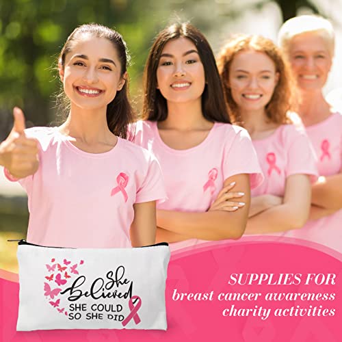 20 Pack Breast Cancer Awareness Makeup Bags for Women Pink Ribbon Zipper Canvas Pouches Breast Cancer Gifts Cancer Support Cosmetic Bags Survivor Gift for Charity Event Favors Supplies2