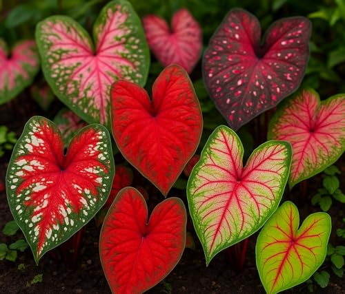 Caladium Bulbs for Planting - Mixed Colors Growers Choice - Long Blooming Blend (12 Bulbs)