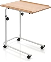 Over Bed Table – Adjustable Height Tilting Chair Table with Lockable Wheels – Easy-Clean Bed Desk for Meals, Reading & Laptop Use – Strong Hospital Bed Table on Wheels for Home, Care or Recovery
