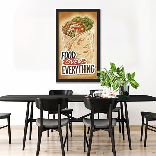 Image of NoWorries Wall art framed painting food posters for cafe decor (Synthetic wood frame) inch300 GSM premium art HD prints inch Wall painting for Home & Kitchen Decor (Pattern illustration)( Set of 1, Framed Painting) (BLACK, ART-9, 10X19INCHES)