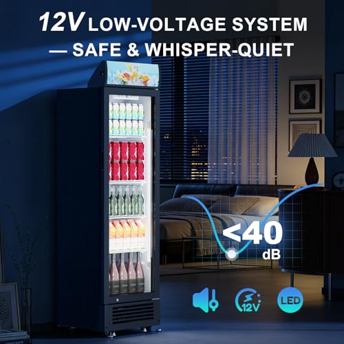 Image of Antarctic Star Outdoor Beverage Refrigerator, 9 Cu. Ft. Glass Door Drink Fridge, Commercial Display Refrigerator with 4 Adjustable Shelves, for Shops, Restaurants, Bars