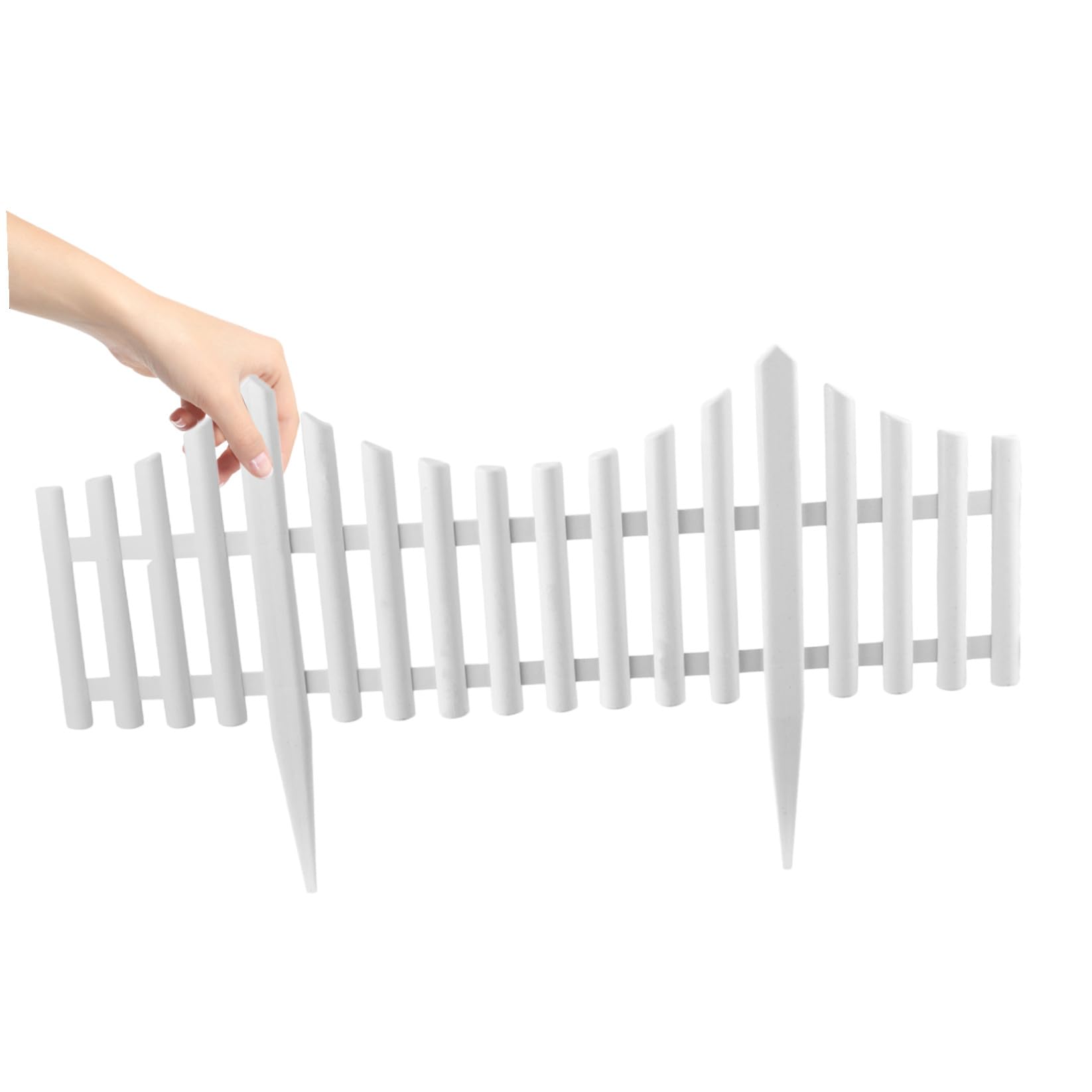 - Set di 5 recinzioni per aiuole, in plastica, Effetto Legno, Colore: Bianco