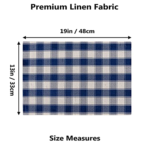 Home-Brilliant-Farmhouse-Placemats-Set-of-6-Machine-Washable-Place-Mats-for-Kitchen-Table-Mats-13-x-19-inches-Checker-Plaid-Navy-Blue Home Brilliant Farmhouse Placemats Set of 6 Machine Washable Place Mats for Kitchen Table Mats 13 x 19 inches Checker Plaid Navy Blue