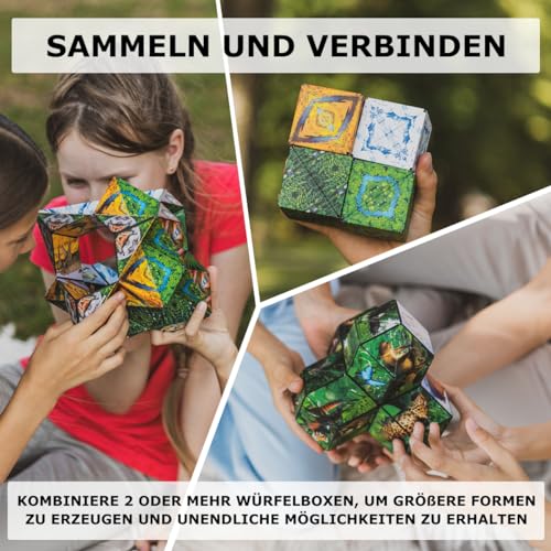 SHASHIBO Formwechsel-Box – Preisgekrönter, patentierter Zappelwürfel mit 36 Seltenerdmagneten – lässt Sich in über 70 Formen verwandeln (Wild Series - Arctic)