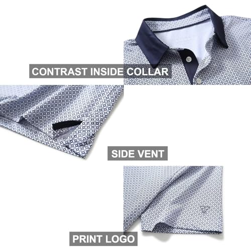 Image of Golf Shirts for Men Dry Fit Short Sleeve Print Performance Moisture Wicking Polo Shirt