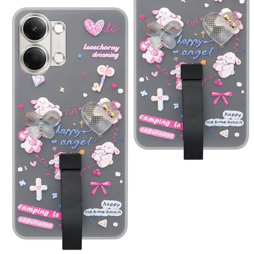 Image of Jkobi Back Cover Case for Vivo Y11 | Vivo Y21 5G (3D Cute Heart Strap Holder | Camera Protection | Designer Girls Print)