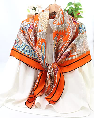 ANDANTINO 100% Silk Scarf 43" Large Square Lightweight Headscarf& Shawl–Women Hair Wraps-With Gift Packed3