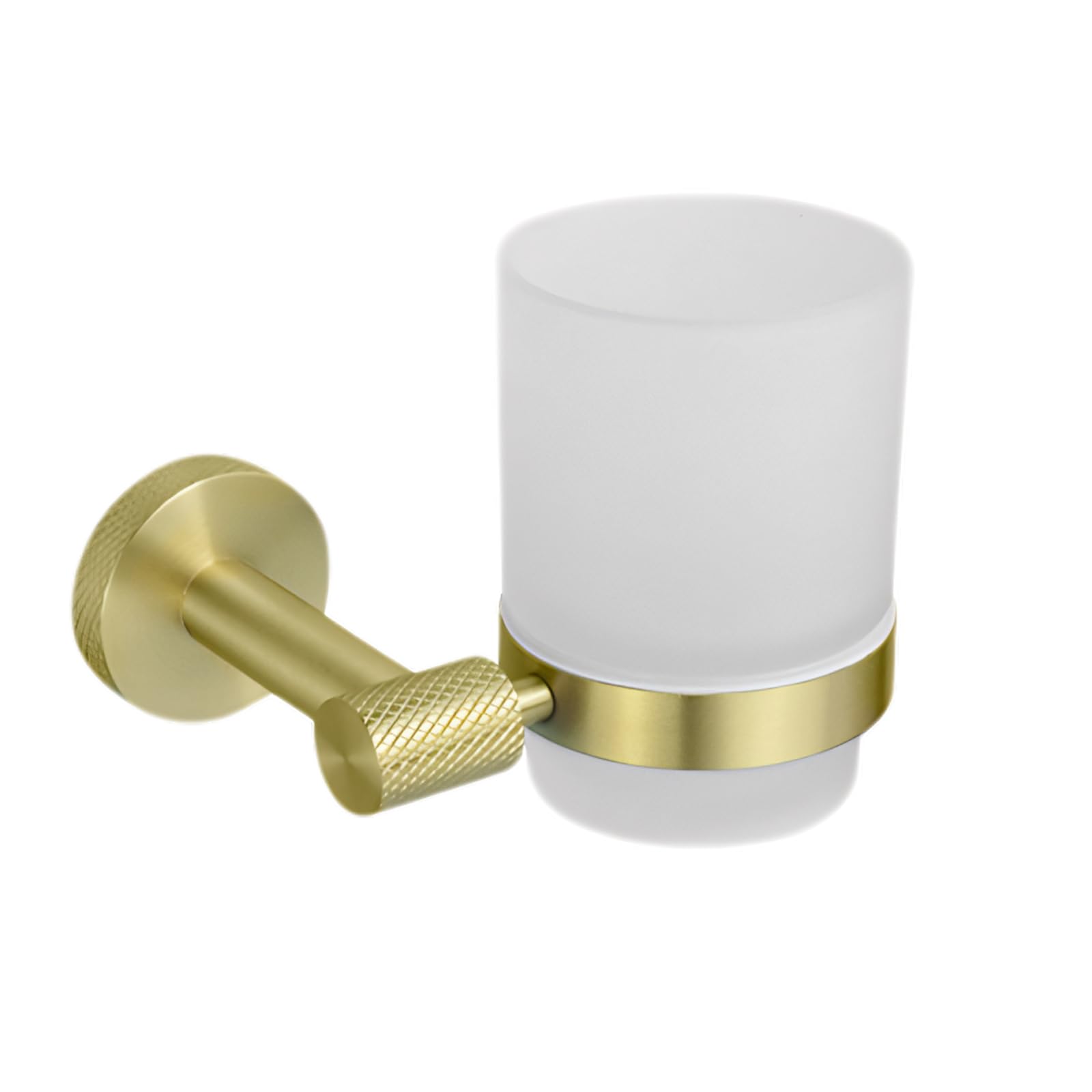 Brushed Gold,Portaspazzolino da Denti, Portaspazzolino da Denti A Parete con Bicchiere in Vetro Smerigliato, Portabicchiere in Acciaio Inossidabile 304 per Accessori Decorativi per Il Bagno