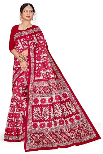 Image of TAMAIRA FASHION Mulmul Pure Cotton Saree For Woman Floral Batik Printed |Office Wear Daily Wear Sarees For Women Without Blouse Piece (Available in 16 Colours)