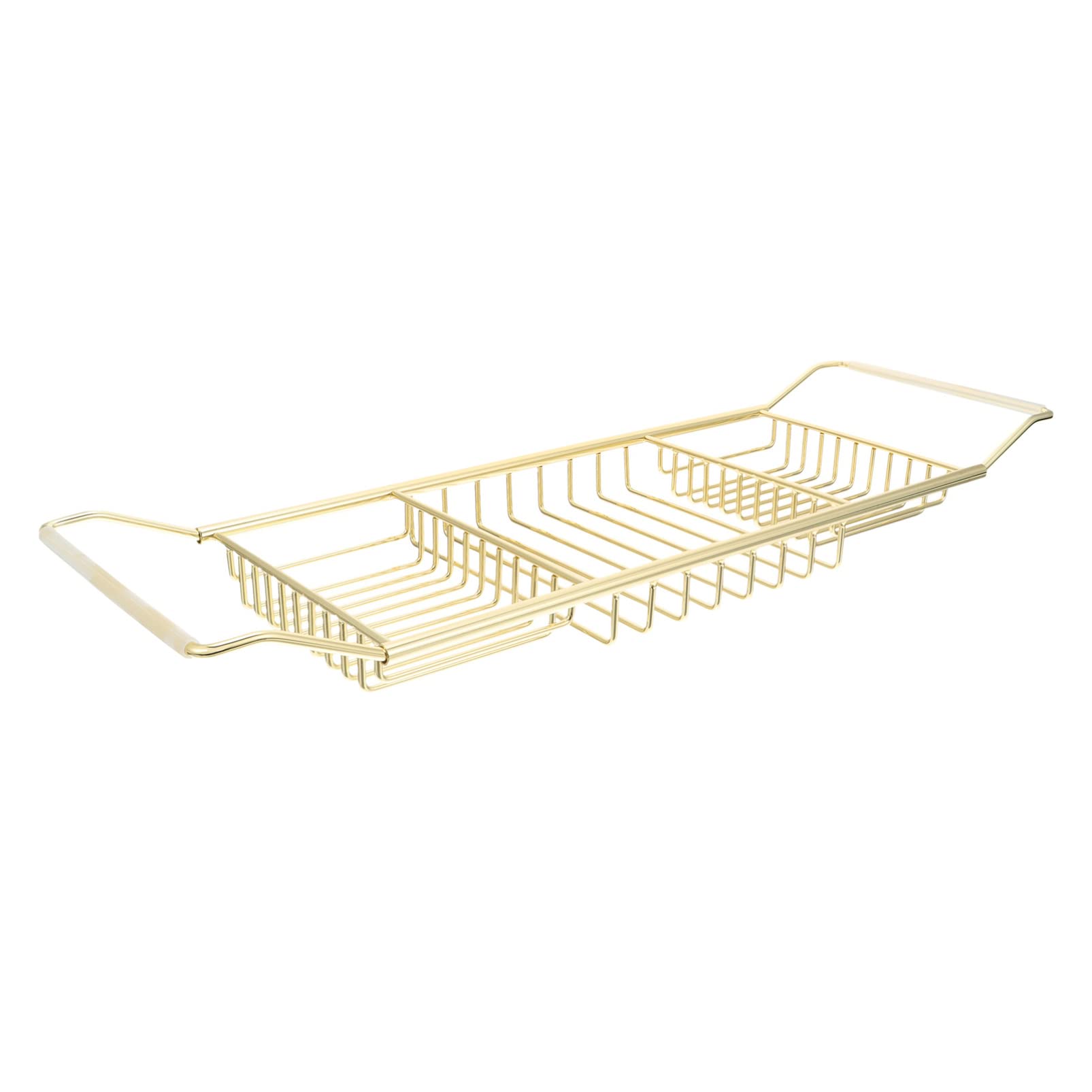 JKJZSALJ Luxury Stainless Steel Bath Tray Organizer For Tub Adjustable Bathtub Caddy With Golden Finish
