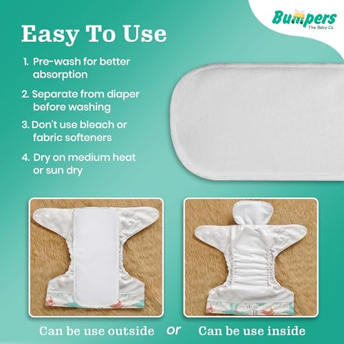 Image of Bumpers Baby Insert Pad | Soft, Washable & Super Absorbent | Leakproof, Eco-Friendly, Comfortable & Safe for Babies | Ideal for Day and Night Use (Pack of 5)