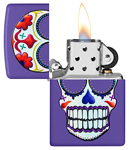 Encendedor Zippo diseño Skull morado mate bolsillo miniatura 3