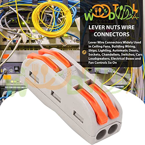 Image of 2 to 2 Inline Compact Connectors - Circuit Inline Splices - Wire Terminals - Electrical Connectors - Circuit Terminal Blocks (4pcs, 2 to 2 Inline, Orange)
