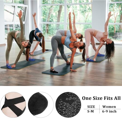 Image of Jaciya Pilates Socks Non Slip Socks for Women Yoga Ballet Dance Workout (Black /Dark Grey /Blue)