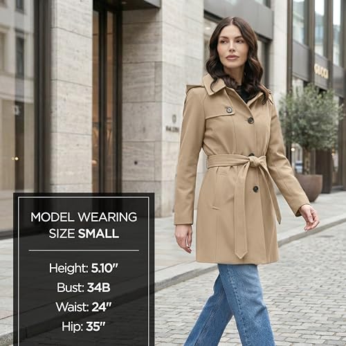 Image of Michael Kors Women's Trench Coat Style Raincoat with Detachable Hood