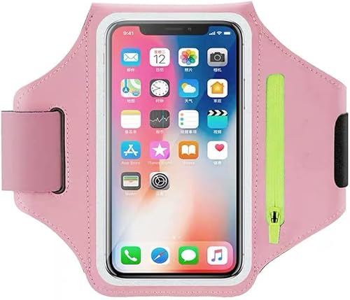 Vihhad Running Armband for iPhone 13 Pro Max/12 Pro Max/XR/XS/X, Galaxy S22/S21, with Airpods Pouch Card Slot & Key Pockets, Sports Arm Bands Cell Phone Holder Fit Up to 7.0 Inches Phone,Pink