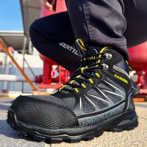 Image of Blapek Steel Toe Boots for Men Puncture Resistant Work Shoes Slip Resistant Leather Safety Sneakers Lightweight Breathable Comfortable Industrial Footwear