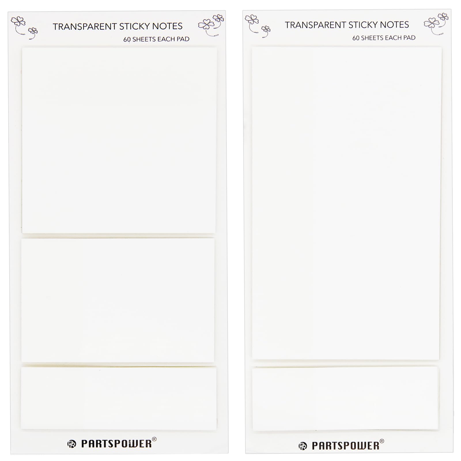 Transparent Sticky Notes, See Through Clear Sticky Notes Set, for Reading Writing Notes Book Markers, Office School Supplies, 3x5 in, 3X3 in, 3X2 in, 3X1 in, 60 Sheets/Pad, 5 Pads