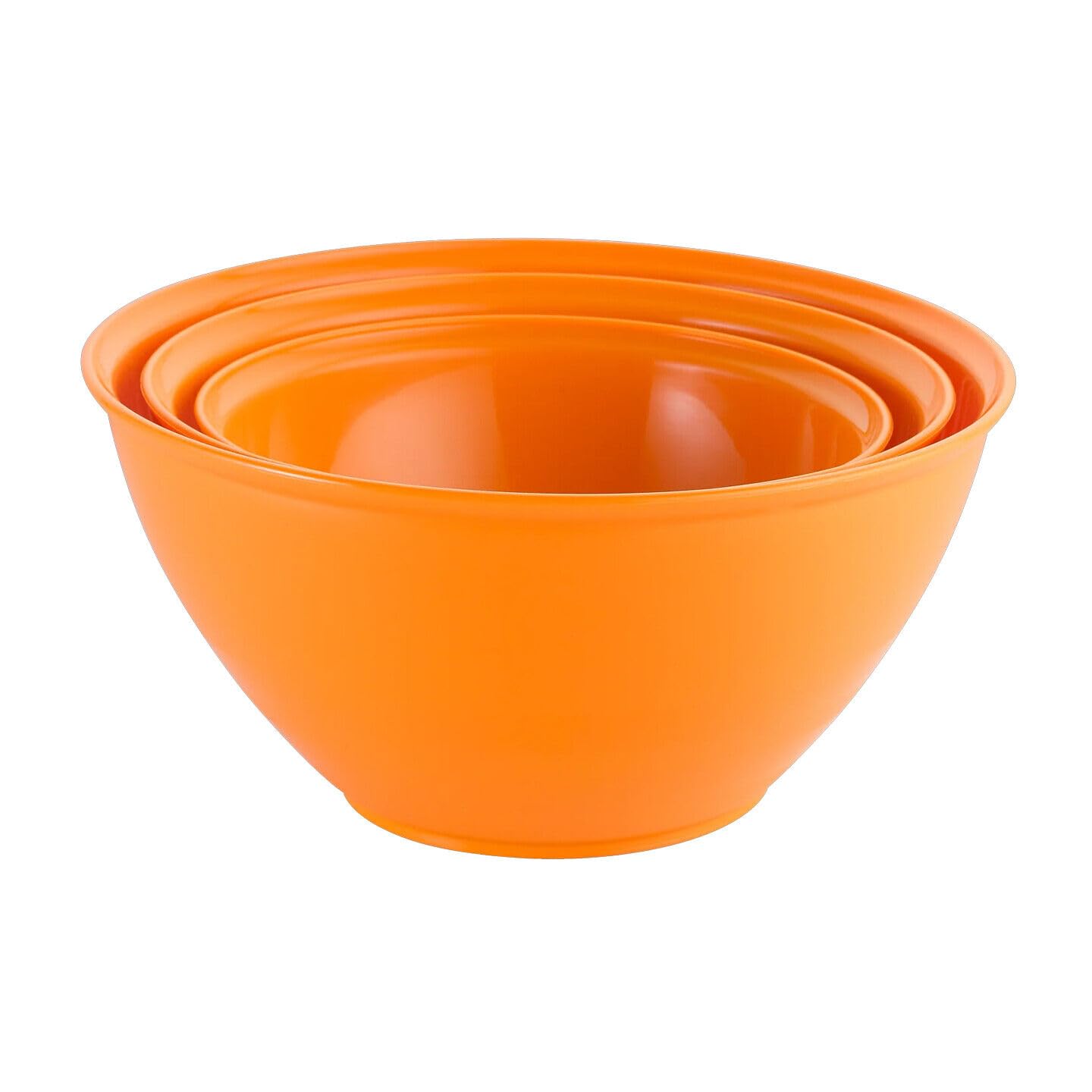 URBN-CHEF Set of 3 Durable Plastic Colourful Mixing Bowls Set Microwave & Dishwasher Safe (Orange)