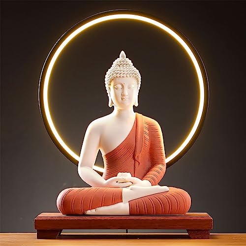 Qinlang 12SD 12 Inch Red Buddha Statue And 15.74 Inch Led Circle Table Lamp cover