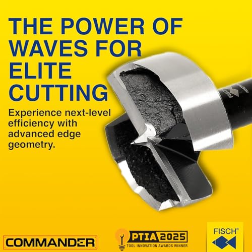 Fisch FSA-367208 16 Piece Black Shark Forstner Drill Bit Set Custom Wooden Box Includes Bits from 1/4-inch up to 2-1/8-inch Diameter Forged Steel Made in Austria