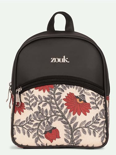 Image of ZOUK Dalila Mini Daypack | Stylish Small Backpack for Women | Compact | Bag for Girls | Daily College Use | Travel Day Pack | Vegan Leather | Handcrafted | Water-Resistant