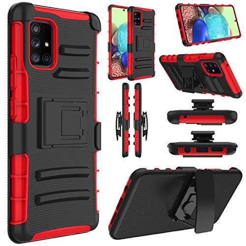Elegant Choise Samsung Galaxy A71 5G Case, Galaxy A71 5G Phone Case, Holster Case Full-Body Protective Hybrid Case Cover with Kickstand and Belt Clip for Samsung Galaxy A71 5G (Red)