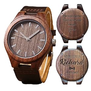 Generic Personalised Walnut Wooden Watch, Groomsmen Gift, Engraved Mens Watch, Hushand Gift