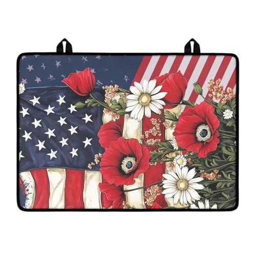 Image of Electric Stove Top Covers Heat Resistant Glass Ceramic Cooktop Cover Mat Multipurpose Kitchen Scratch Resistant Flat Top Stove Cover, 29 x 21 Inch, American Flag Floral Print