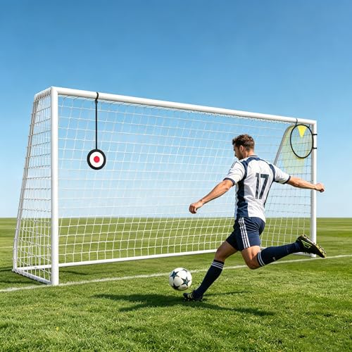 HOPERAN 126FT Soccer Goal for Backyard Outdoor Training Equipment for Kids Teens Adults Sturdy Metal Frame Soccer Net with Target Net Shooting Target & 12 Training Cones Easy Assembly