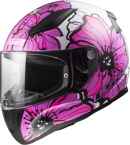 LS2 FF353 Rapid II Poppies Casco, negro/blanco/rosa, XXL (63/64)