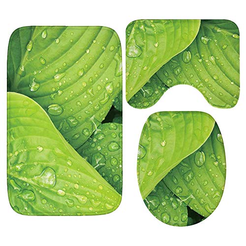 Haodasi 3-Teiliges Badematten Set - Verdicken Sie wasserabsorbierendes Blatt-Druck-3d Nicht Beleg-Feder-Kleines großes…