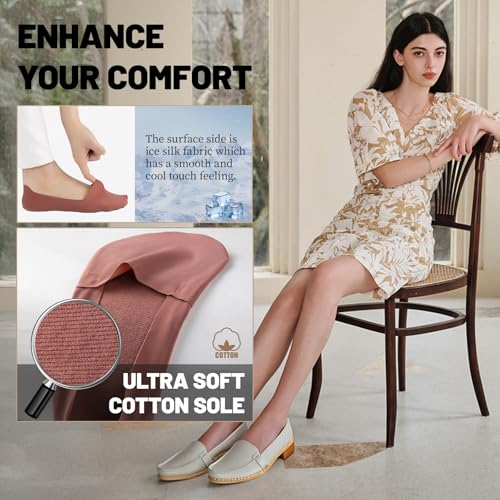 Heatuff No Show Socks Womens Low Cut Non Slip Invisible Liner Thin Silk Socks for Flats Loafers (7 Pairs)4