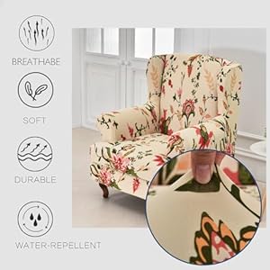 HAOYONG Wing Chair Slipcovers Stretch Wingback Chair Covers Printed 2 Pieces Wingback Armchair Slipcover Elastic Chair Slip Covers Washable Armchair Protector Cover for Living Room and Bedroom HAOYONG Wing Chair Slipcovers Stretch Wingback Chair Covers Printed 2 Pieces Wingback Armchair Slipcover Elastic Chair Slip Covers Washable Armchair Protector Cover for Living Room and Bedroom