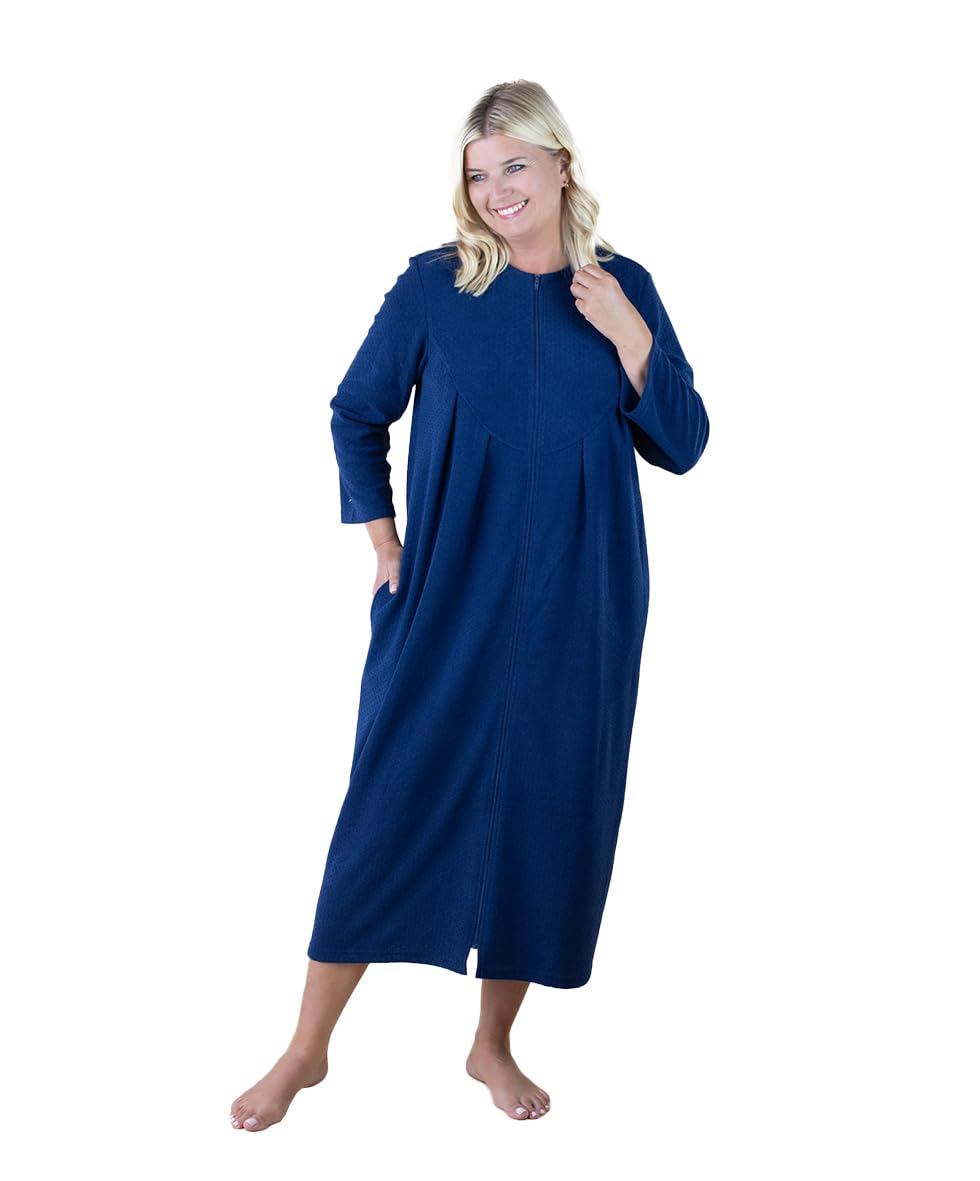 Healthy Living Direct Women's Navy Long Sleeve Velour Kaftan