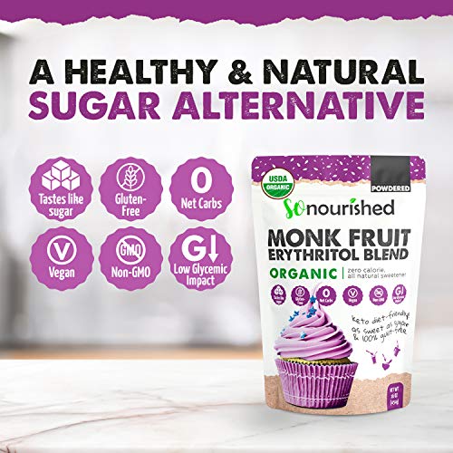 Organic Powdered Monk Fruit Sweetener with Erythritol, 1:1 Sugar Substitute, Keto, 0 Calorie, 0 Net Carb, Non-GMO (Organic, 1 Pound) - Thumbnail 2