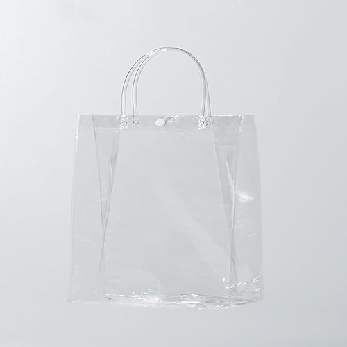 Miniatura 3 de OfficeCastle Paquete de 5 bolsas de regalo medianas transparentes, 8 x 3.1 x 8 pulgadas, bolsas transparentes con asas, bolsas de compras