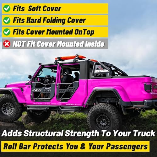 Image of MONOKING Full Size Roll Bar for Truck Retractable Tonneau Cover Adjustable 60 inch-63 inchW for F150 F250 F350 Silverado Sierra Ram 1500 Tundra Titan 2007-2026,Sport Bar with Brake Light for Off Road Camping