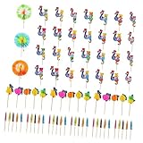 OKUMEYR カクテルピック カクテルアンブレラ フルーツピック 竹製 紙製 多彩カラー ドリンクパラソル ケーキトッパー 105個セット パーティー装飾 ビーチ サマーイベント用