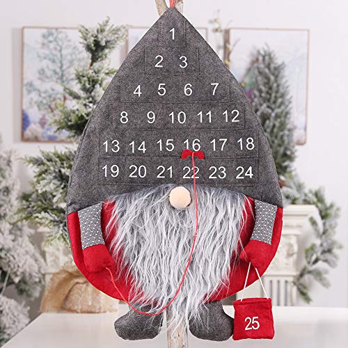 SZMYLED Calendrier de l'Avent à suspendre en tissu - 24 jours - Calendrier créatif - Forêt - Vieux homme - Décorations de Noël murales - Pendentifs pour fête - Gris Cover