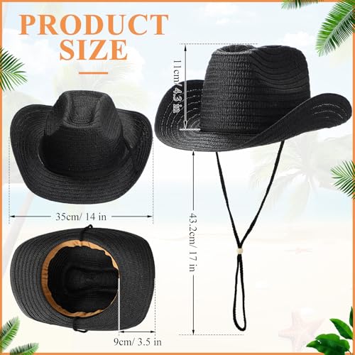 Image of JaGely 15 Pcs Straw Cowboy Hats Wide Brim Summer Hat Women Men Country Accessories for Western Themed Party Concerts Birthday
